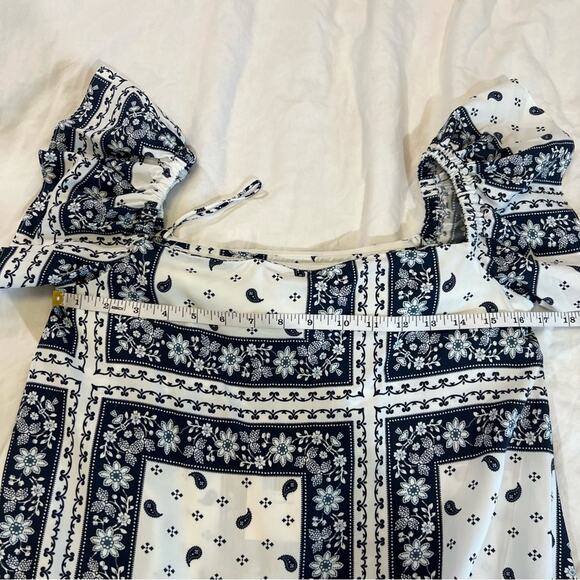 Cinq a Sept NWT Minella OTS Paisley Mini Ruffle Party Dress size 4 Navy Ivory - Picture 8 of 14